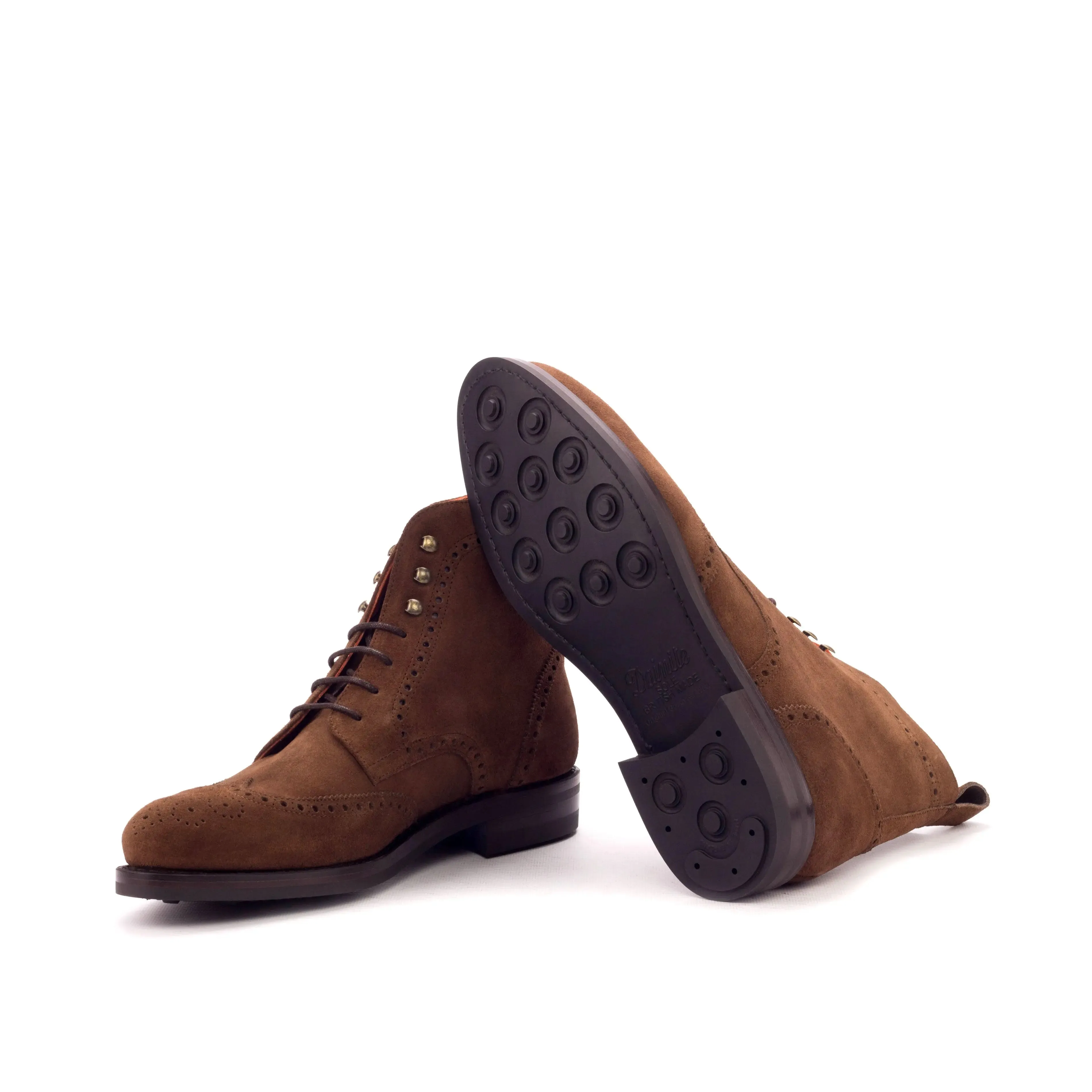 DapperFam Valiant in Med Brown Men's Lux Suede Military Brogue