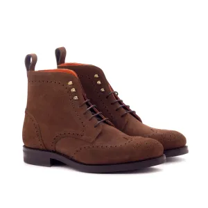 DapperFam Valiant in Med Brown Men's Lux Suede Military Brogue