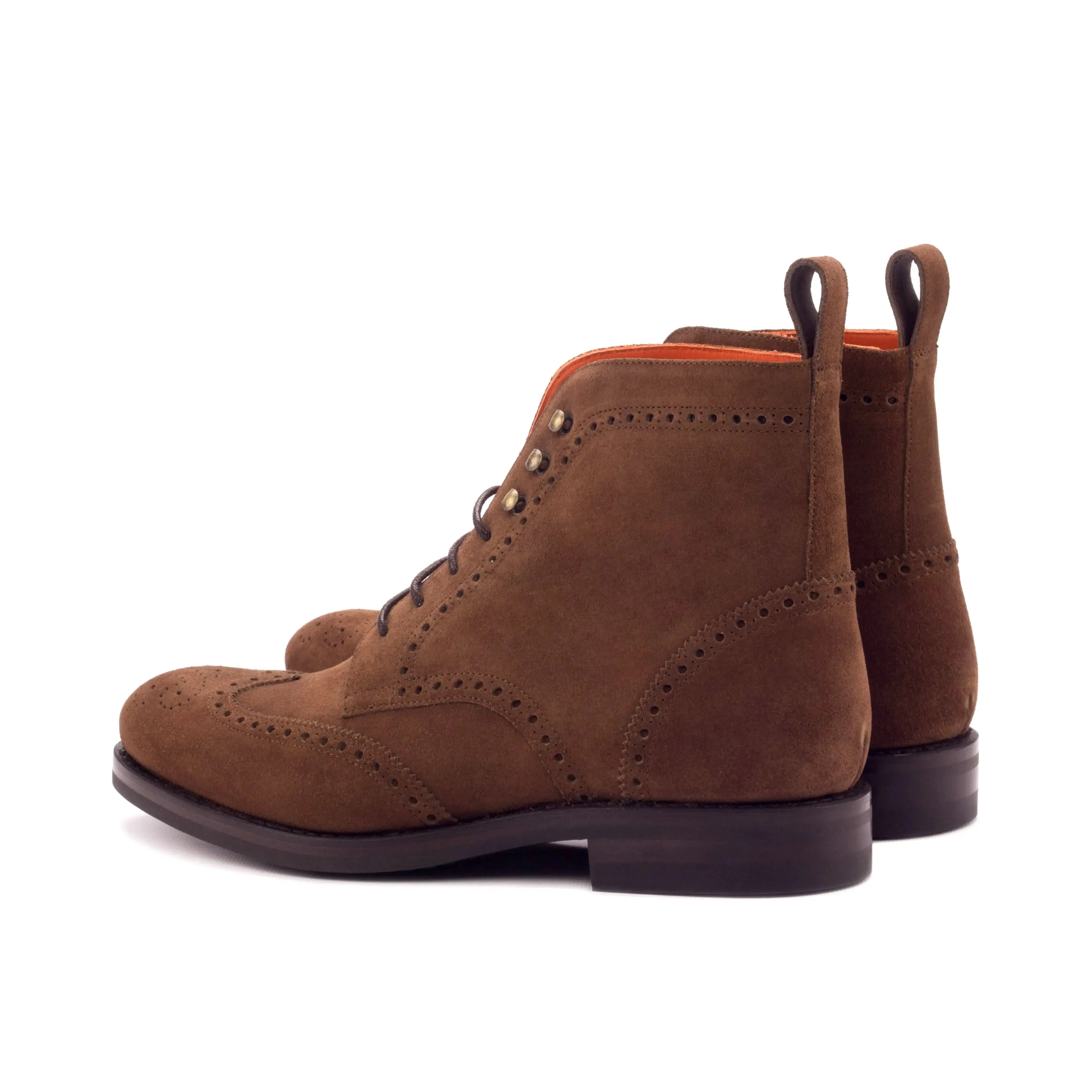 DapperFam Valiant in Med Brown Men's Lux Suede Military Brogue