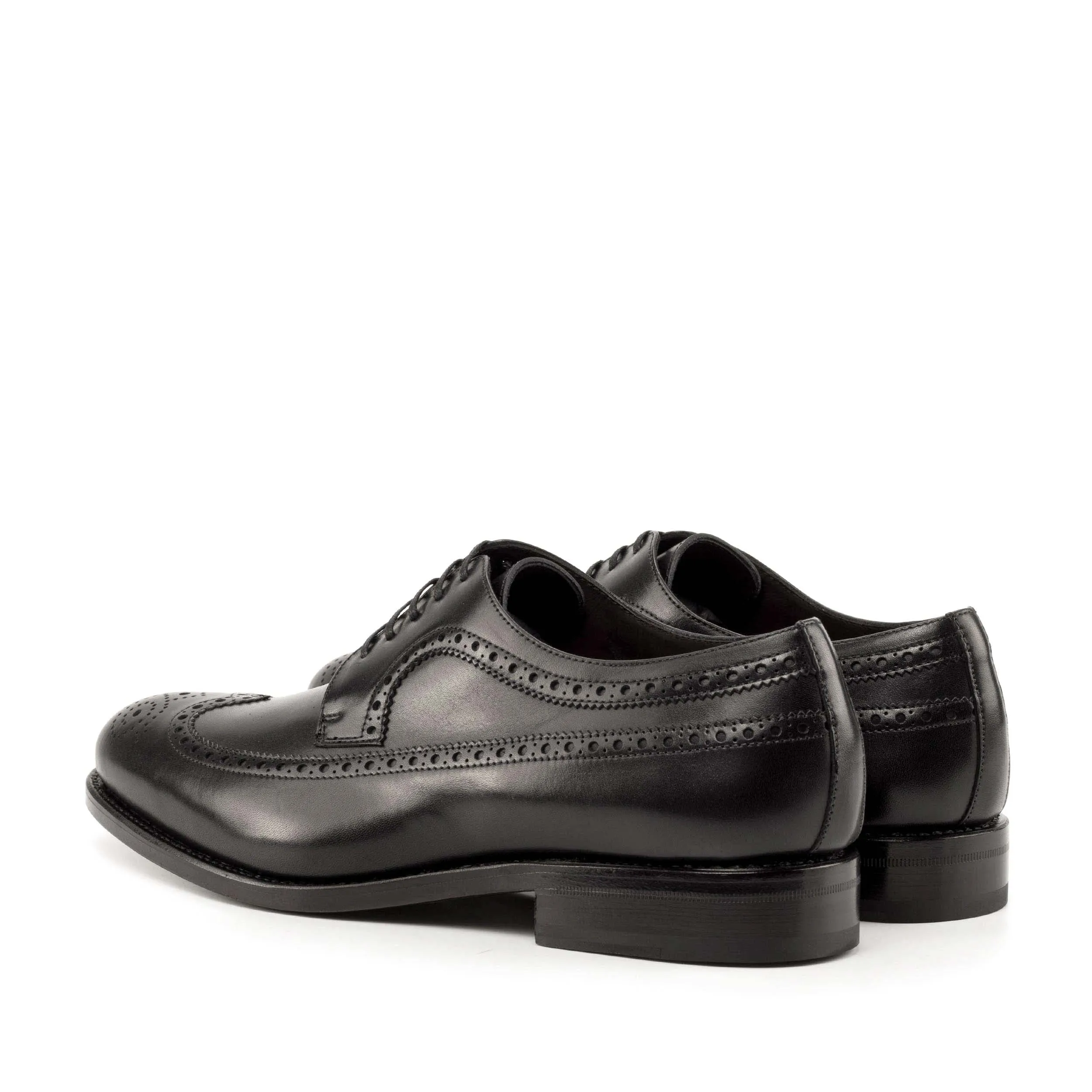 DapperFam Zephyr in Black Men's Italian Leather Longwing Blucher