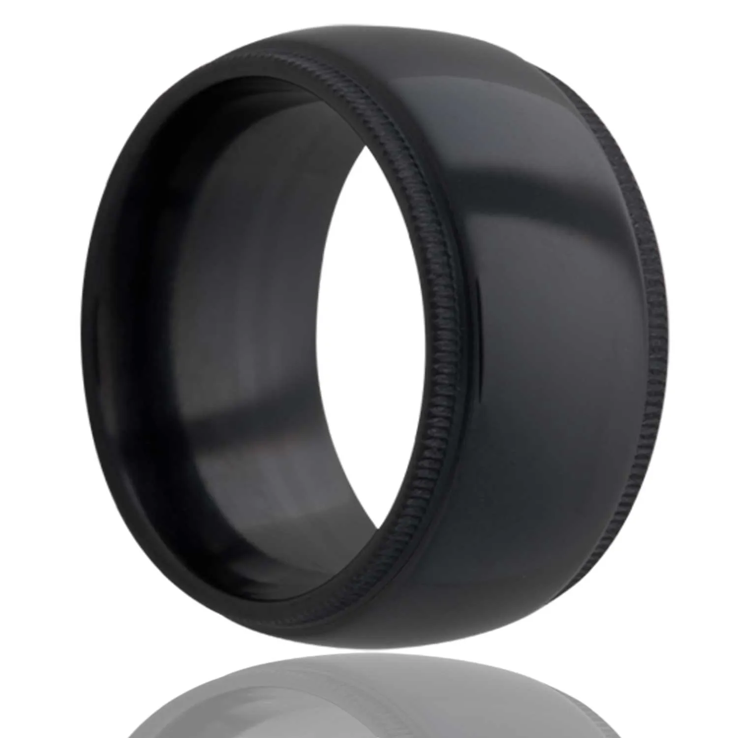 Dome Millgrain Edges Zirconium Ring
