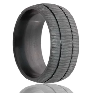 Dome Zirconium Band with a Treebark Finish Ring