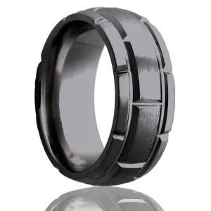 Dome Zirconium Ring with a Milled Pattern