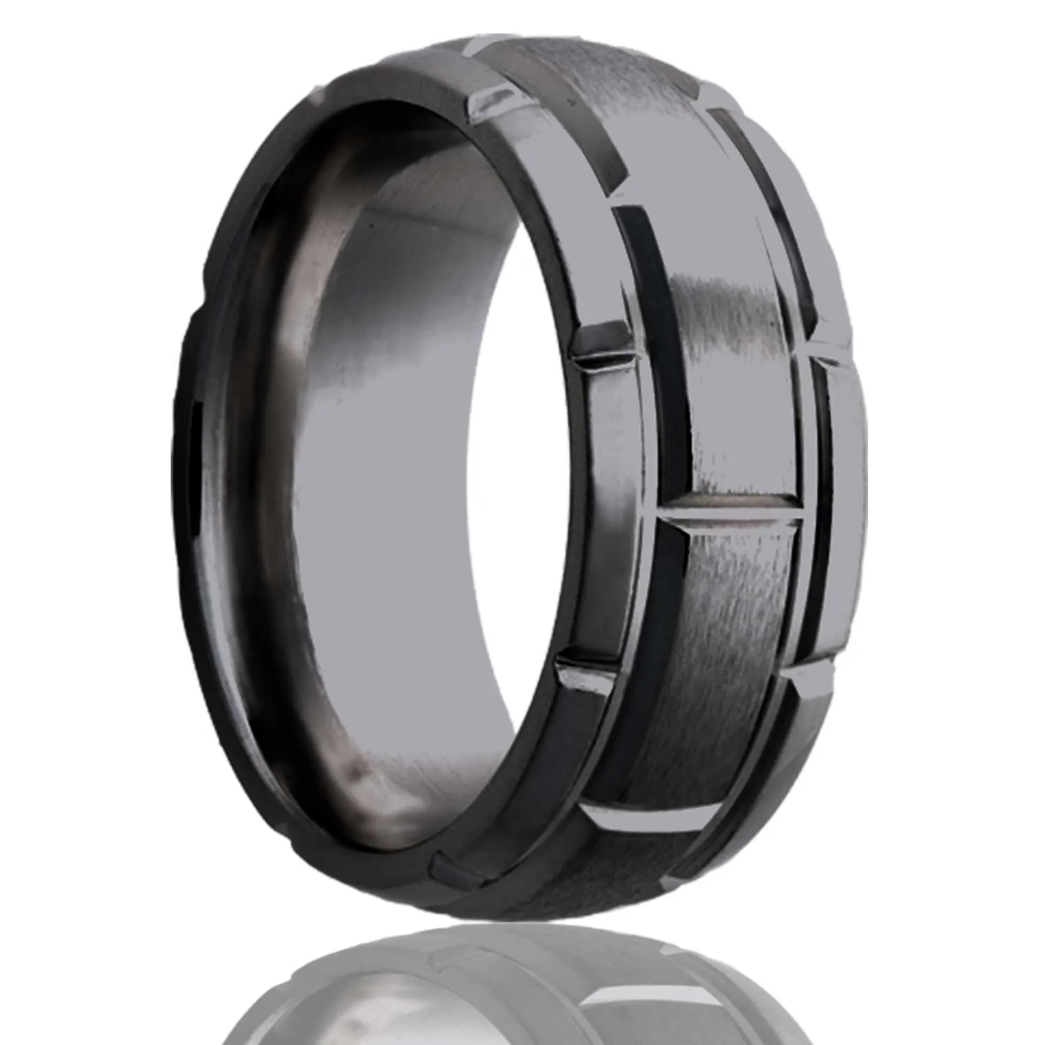 Dome Zirconium Ring with a Milled Pattern
