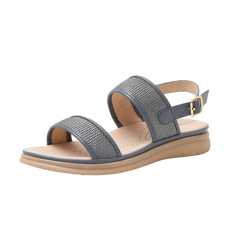 Double Strap Thick Sandals with Buckle Closure