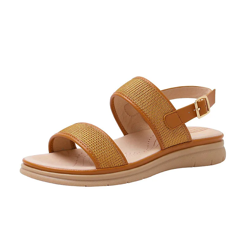 Double Strap Thick Sandals with Buckle Closure