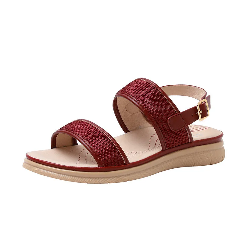 Double Strap Thick Sandals with Buckle Closure