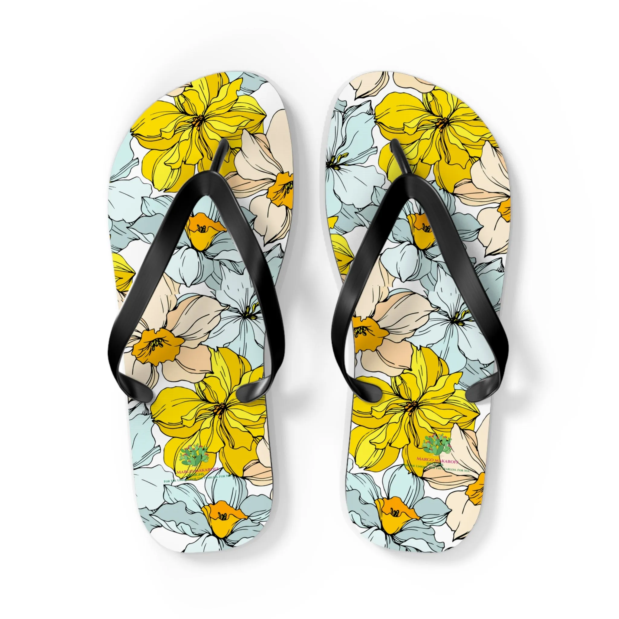Elegant Floral Flip Flops - Stylish Summer Sandals for Beach & Casual Wear by Margo Makaroff