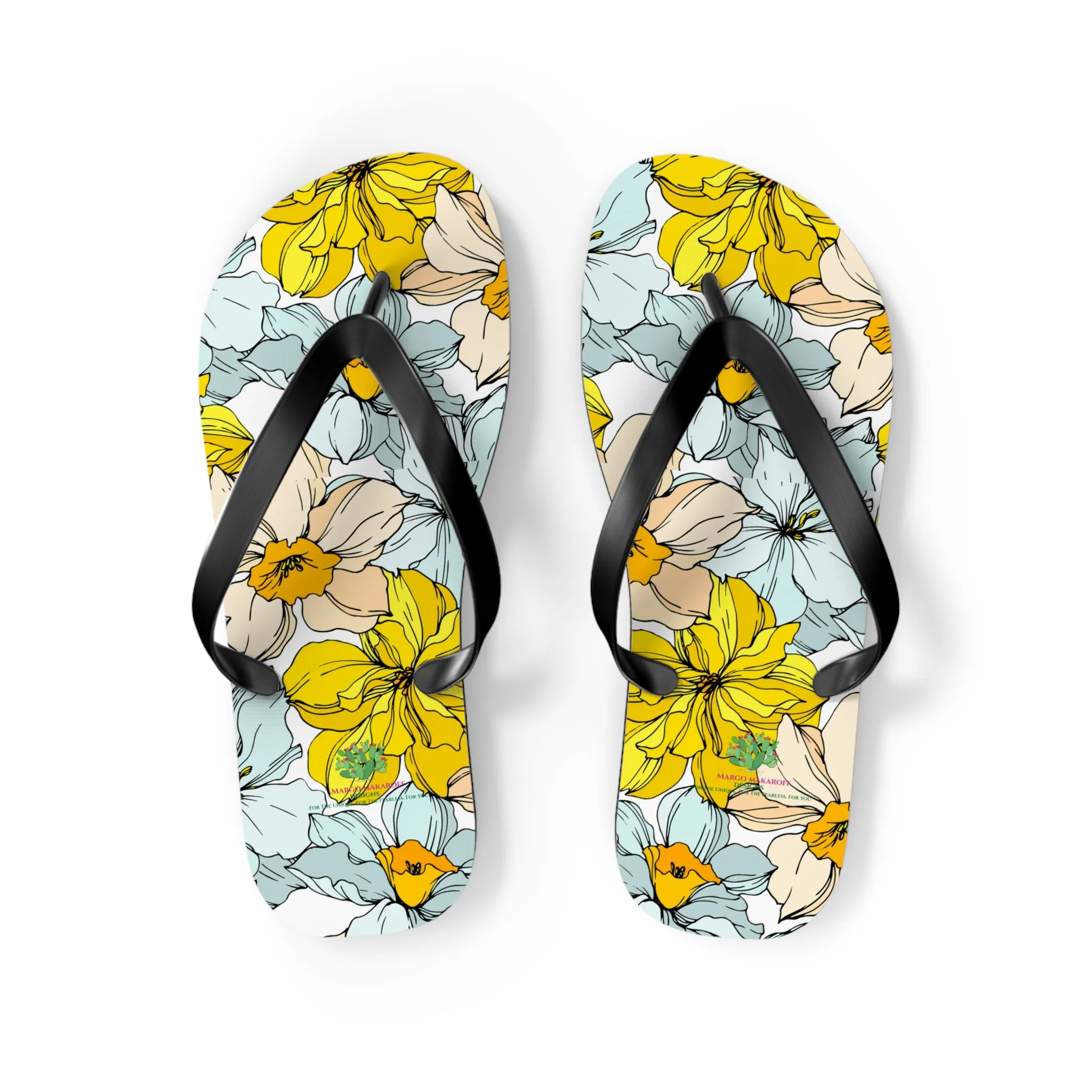 Elegant Floral Flip Flops - Stylish Summer Sandals for Beach & Casual Wear by Margo Makaroff