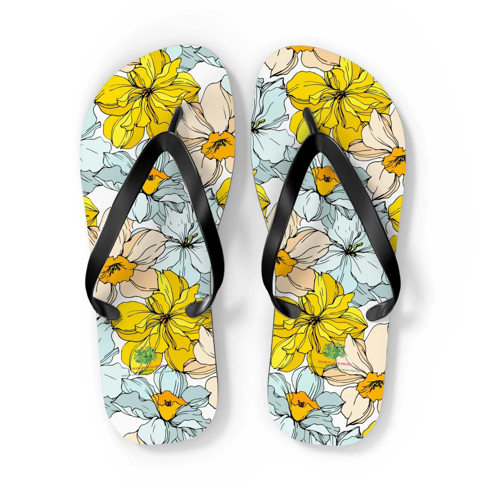 Elegant Floral Flip Flops - Stylish Summer Sandals for Beach & Casual Wear by Margo Makaroff