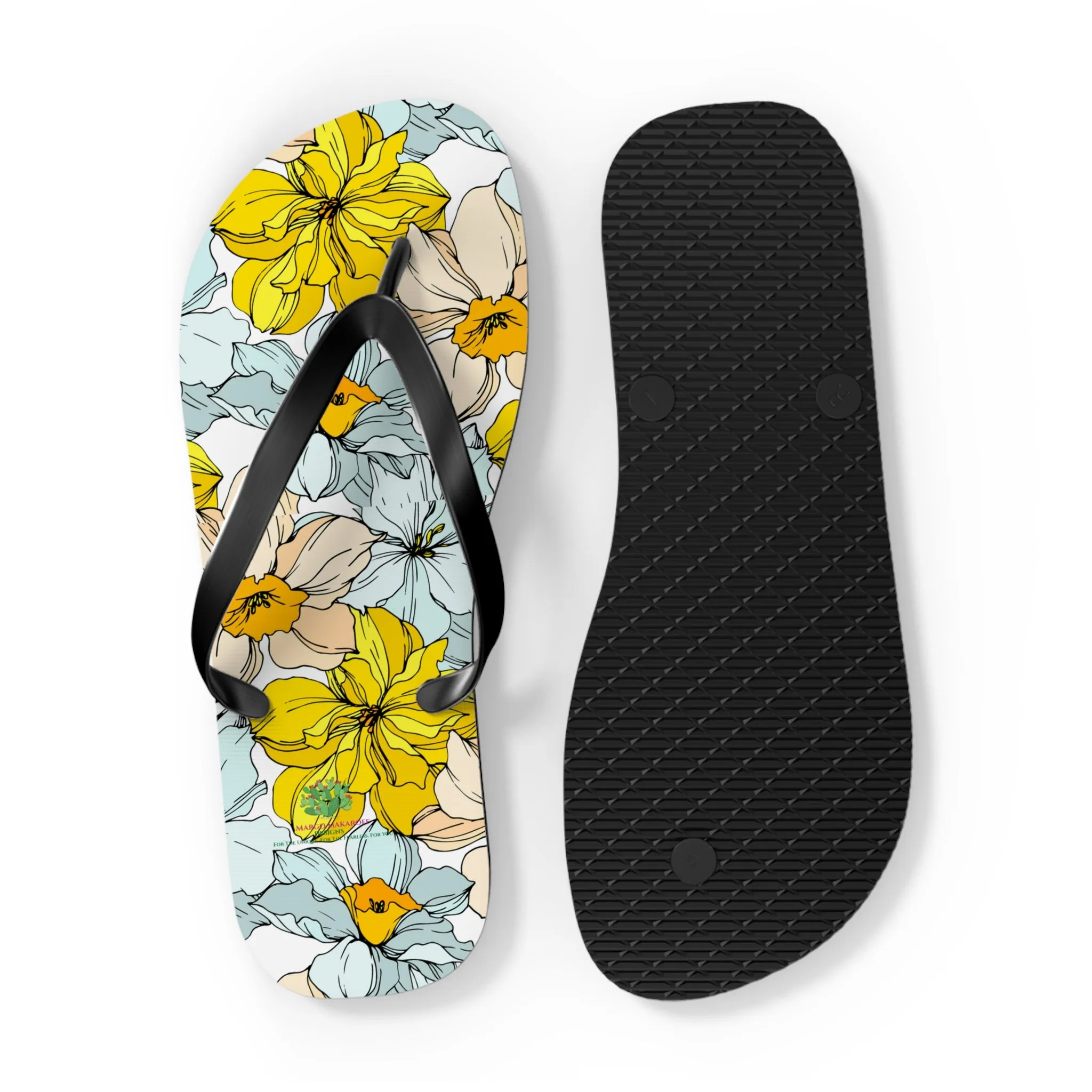 Elegant Floral Flip Flops - Stylish Summer Sandals for Beach & Casual Wear by Margo Makaroff