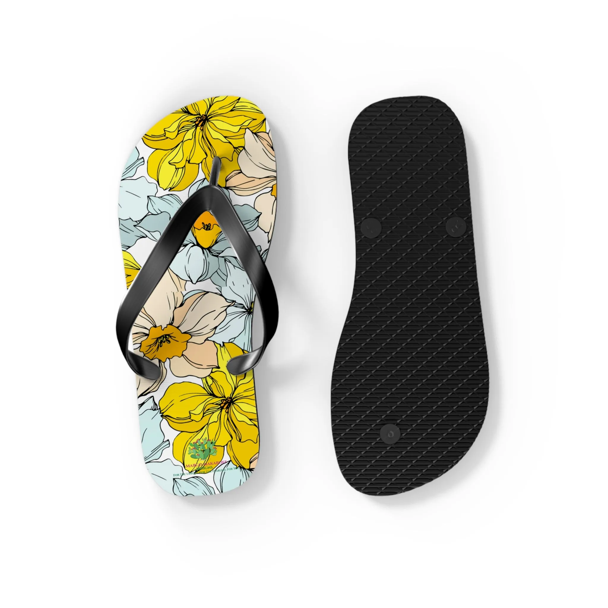 Elegant Floral Flip Flops - Stylish Summer Sandals for Beach & Casual Wear by Margo Makaroff