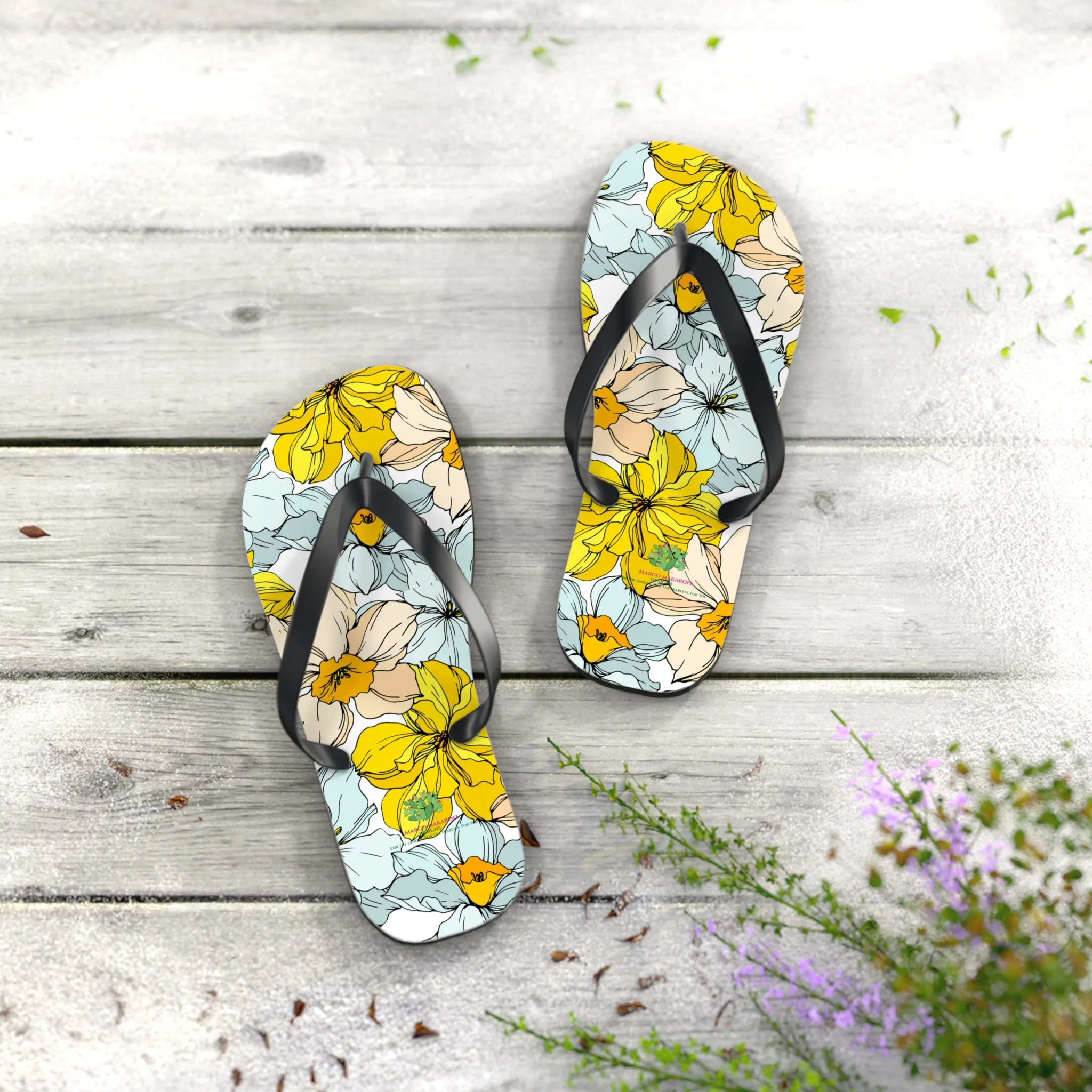 Elegant Floral Flip Flops - Stylish Summer Sandals for Beach & Casual Wear by Margo Makaroff