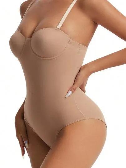 Elegant Seamless Shapewear Jumpsuit with Cupped Top – Sculpting & Smoothing Full-Body Shaper