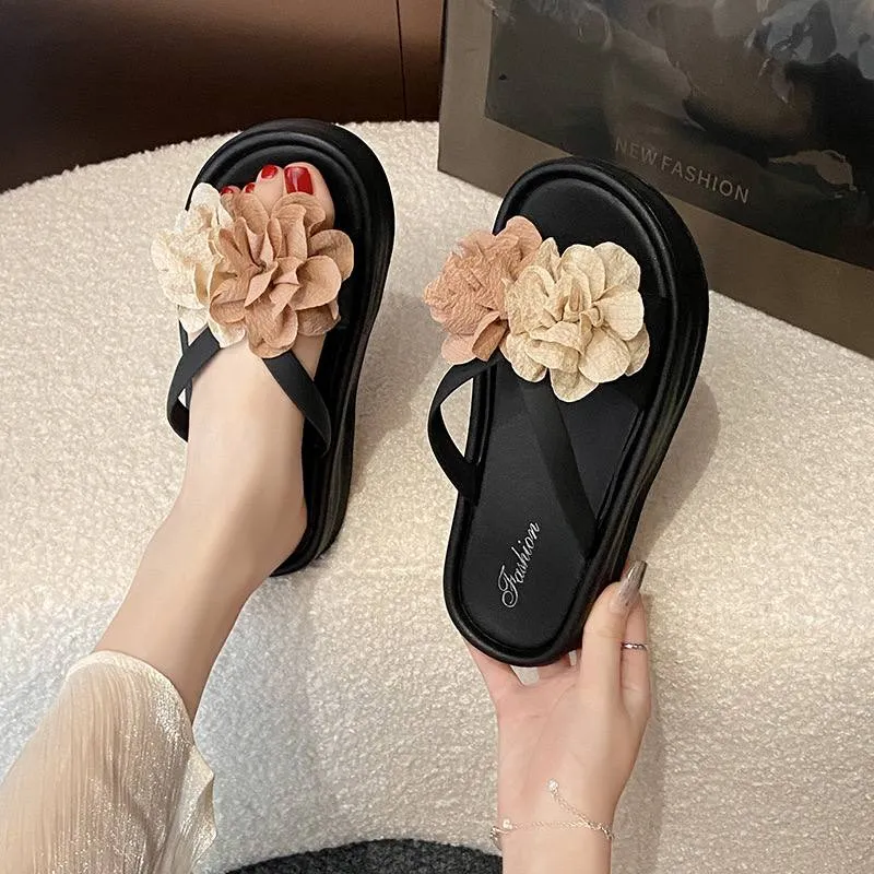 Elegant Stylish Floral Platform Flip-Flops