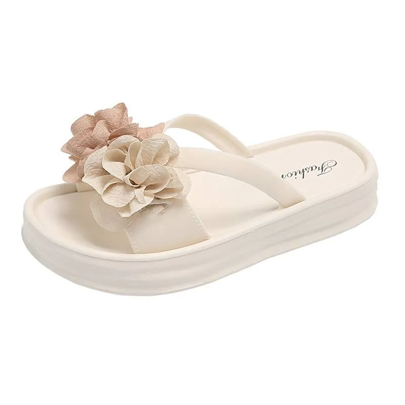 Elegant Stylish Floral Platform Flip-Flops
