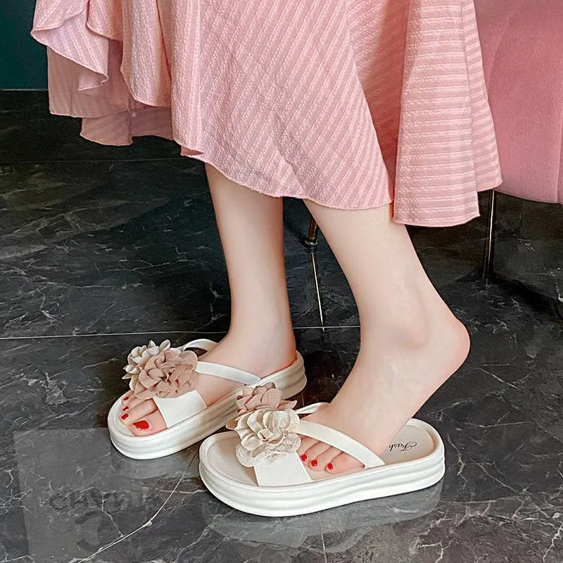 Elegant Stylish Floral Platform Flip-Flops