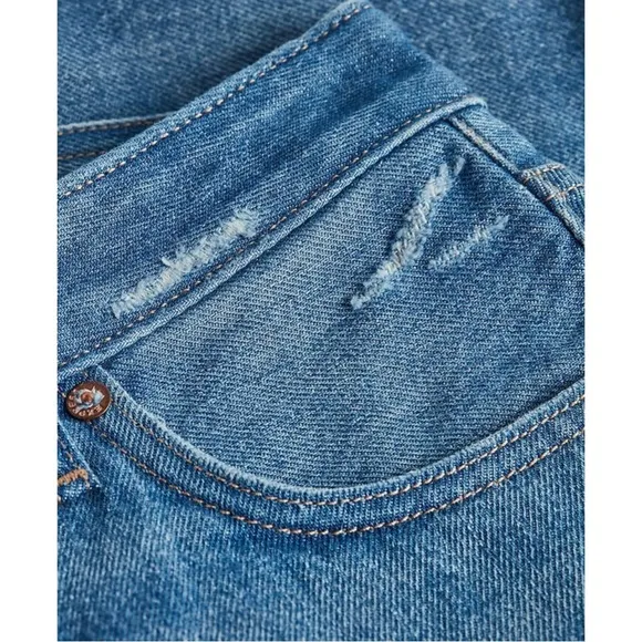 EXPRESS Mid Rise Covered Button Fly Boyfriend Jean Shorts
