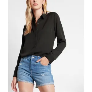 EXPRESS Mid Rise Covered Button Fly Boyfriend Jean Shorts