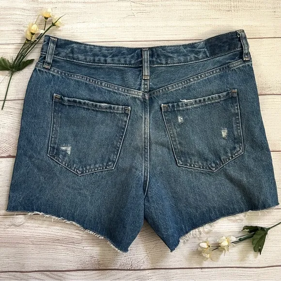 EXPRESS Mid Rise Covered Button Fly Boyfriend Jean Shorts