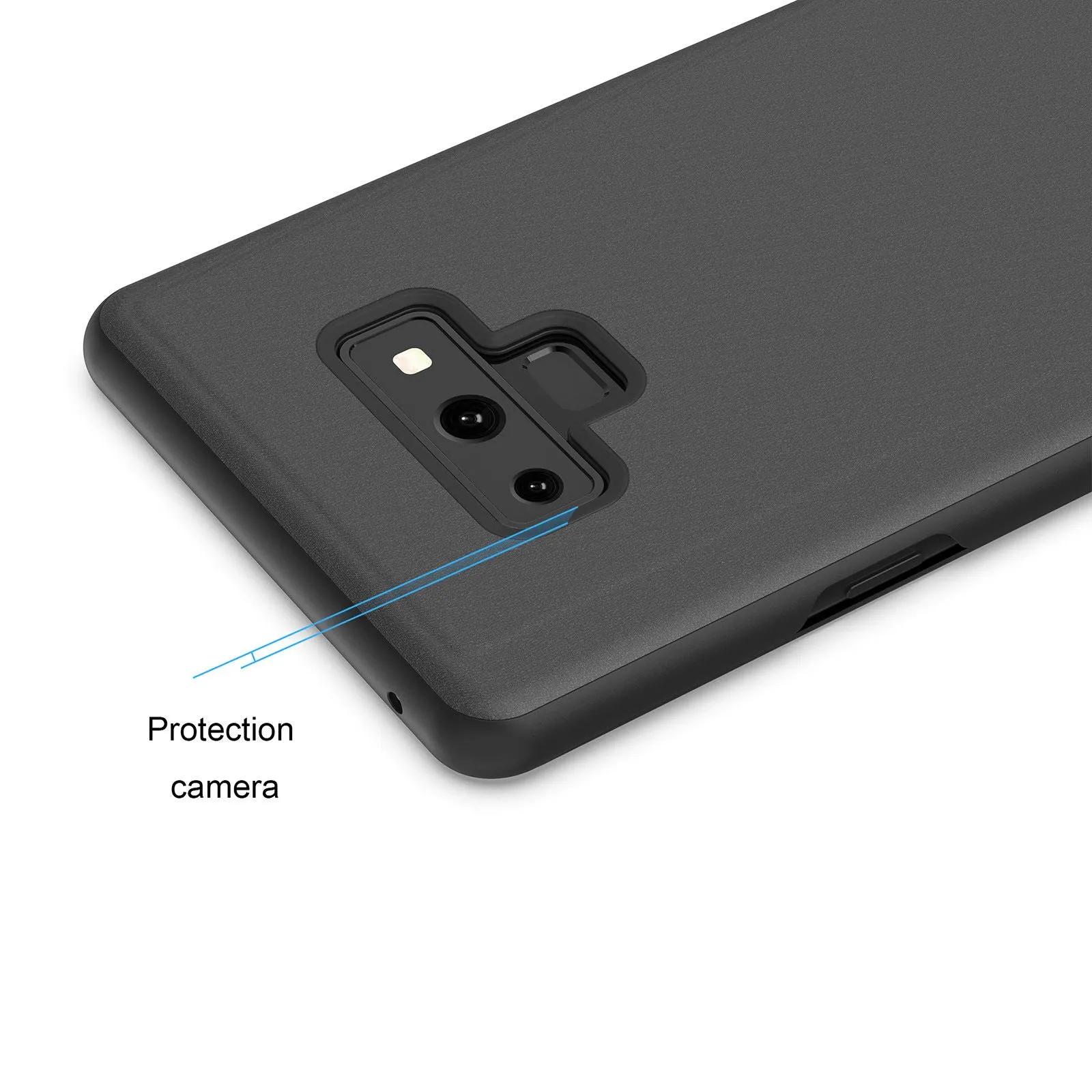 For Samsung Galaxy Note 9 Luxury Mirror View Flip Case Stand Shockproof Cover silver