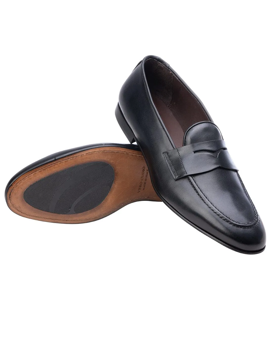 Gagliardi Black Made in Italy Penny Loafers
