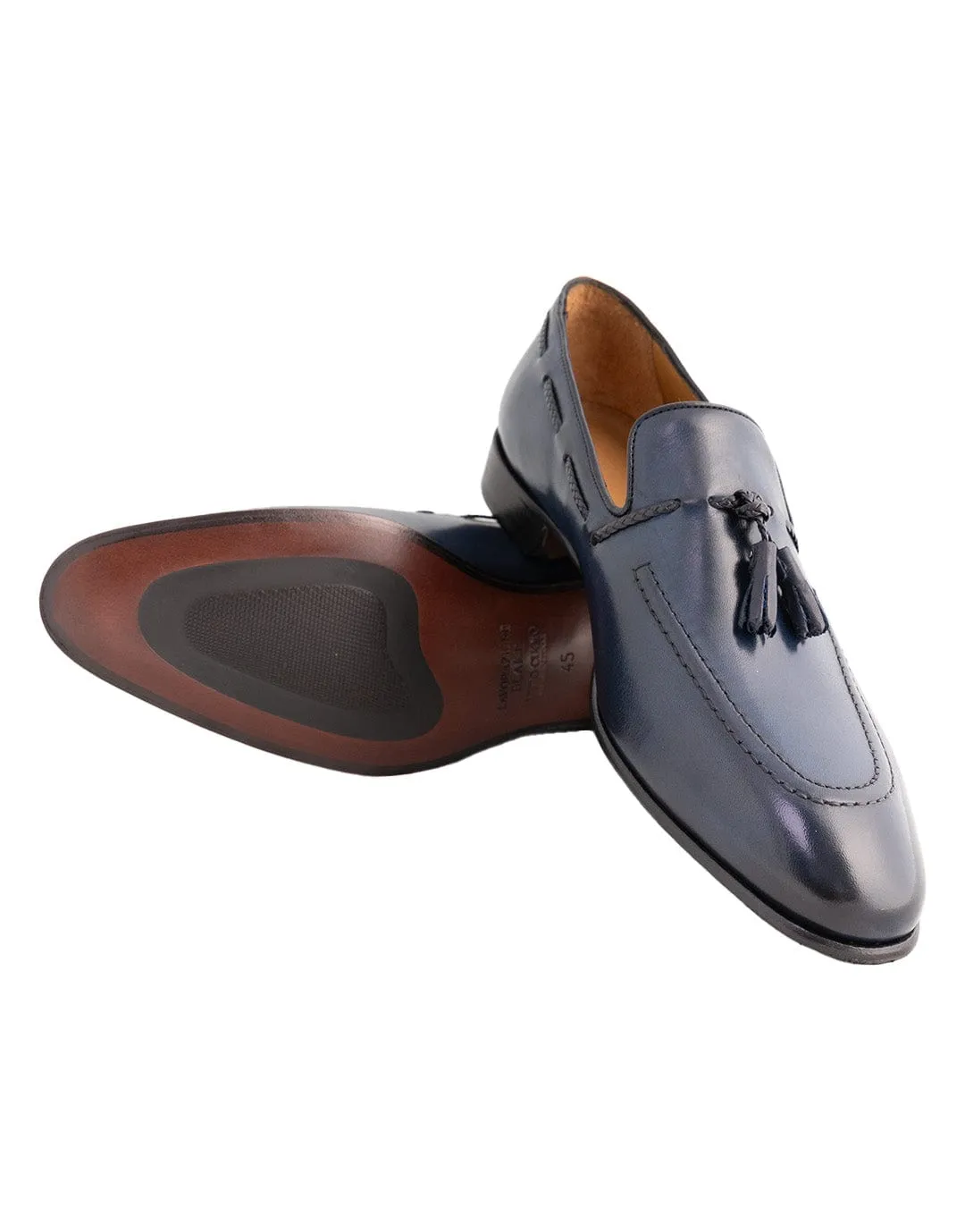 Gagliardi Navy Made In Italy Tassle Loafers