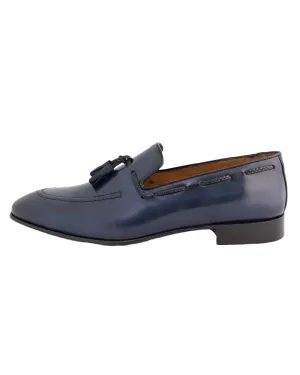 Gagliardi Navy Made In Italy Tassle Loafers