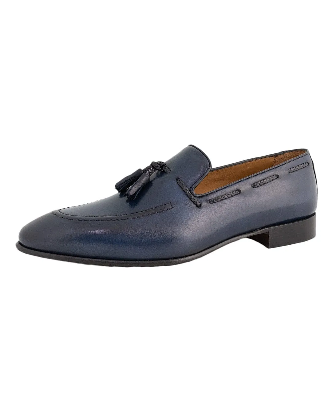 Gagliardi Navy Made In Italy Tassle Loafers