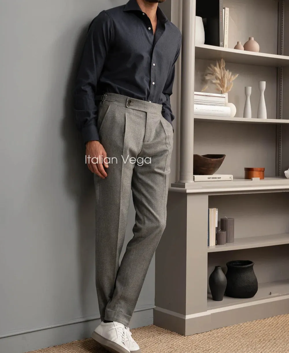 Grey Signature Flannel Gurkha Pants by Italian Vega®