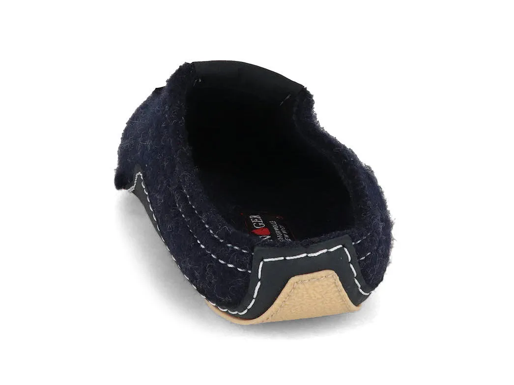 HAFLINGER Unisex Boiled wool Slippers 'Pocahontas', captain blue