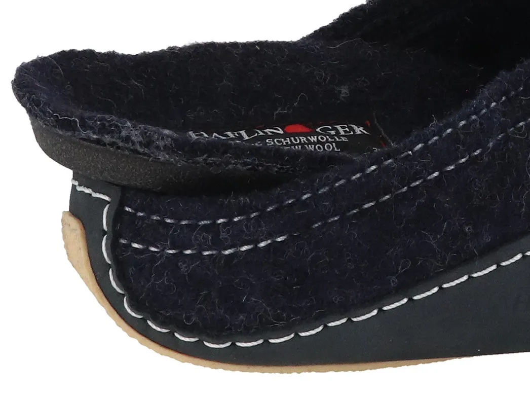 HAFLINGER Unisex Boiled wool Slippers 'Pocahontas', captain blue