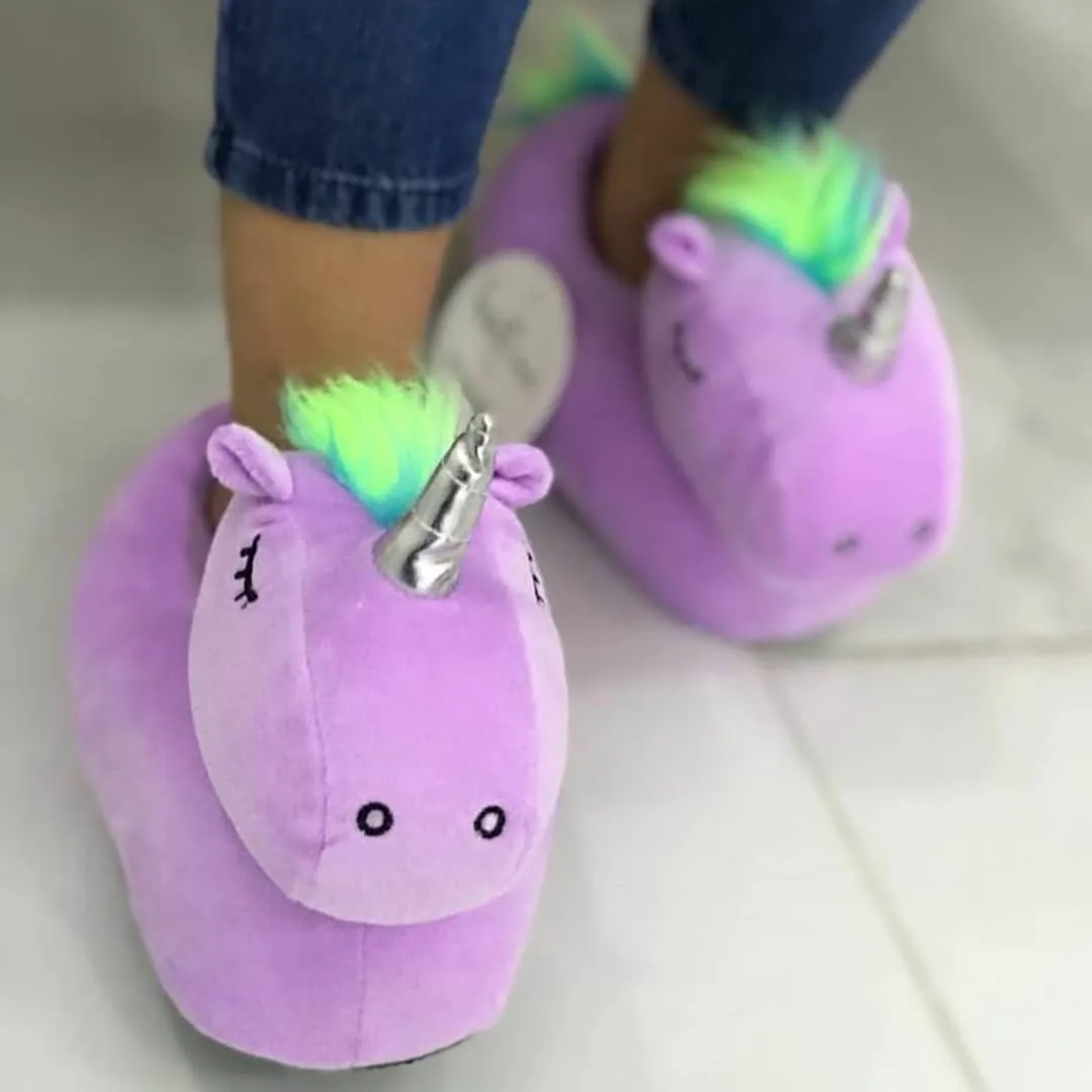 Heart Me Accessories Purple Unicorn Slippers Adult