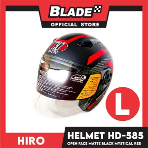 HIRO Helmet OF (Large) HD-585 Matte Black Mystical Red Color (Open Face, Half Face)
