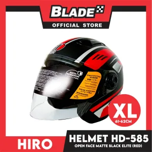 HIRO Helmet OF (XL) HD-585 Matte Black Elite Red Color (Open Face, Half Face)