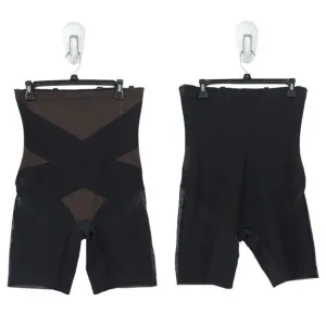HONEYLOVE Women 1x Plus Superpower Shorts Runway Black Nude Compression Flexible