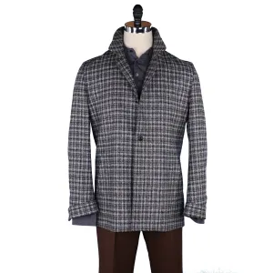 Hudson Field Coat in Grey and Brown Check