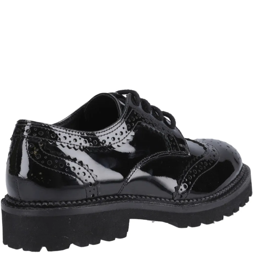 Hush Puppies Gabi Lace Up Patent Senior School Shoes