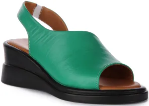 Justinreess England Nessa Wedge Sandal In Green For Women | Secret Sale