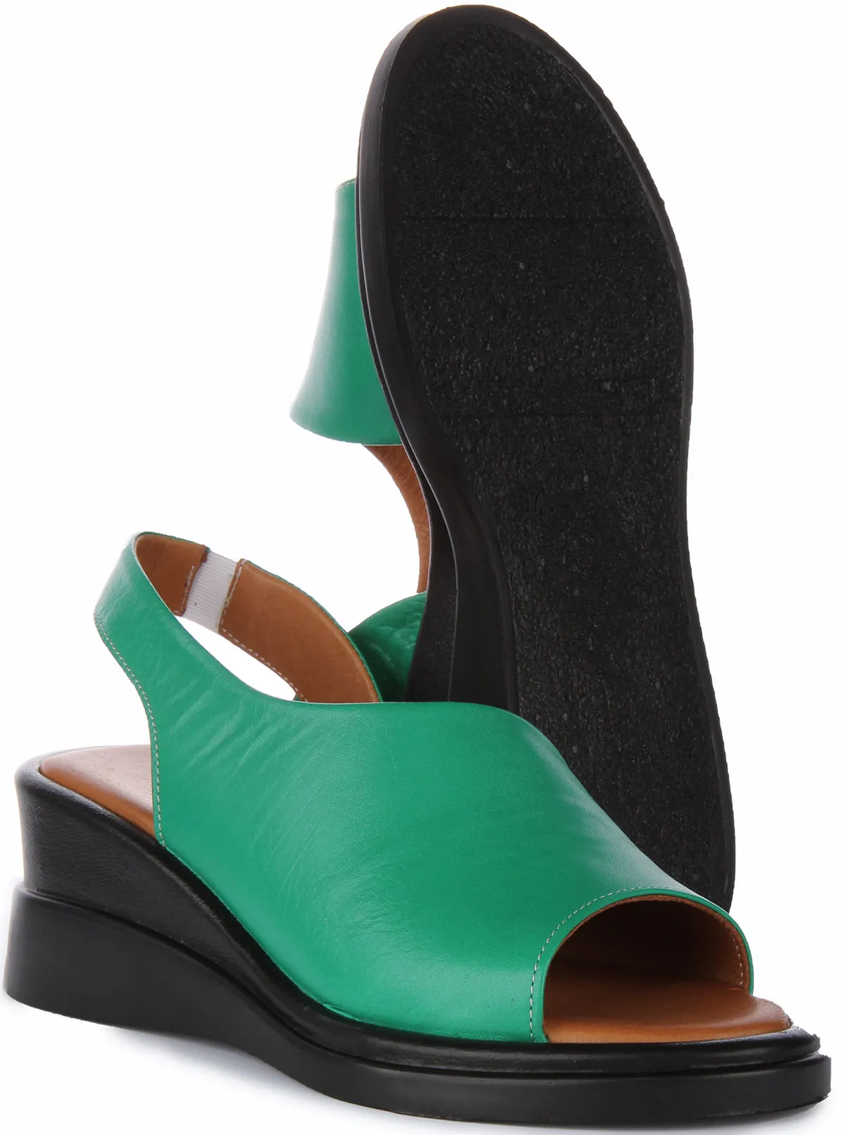 Justinreess England Nessa Wedge Sandal In Green For Women | Secret Sale