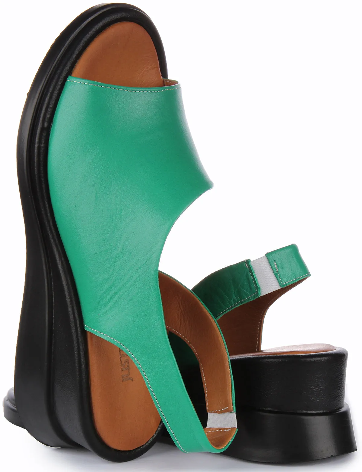 Justinreess England Nessa Wedge Sandal In Green For Women | Secret Sale