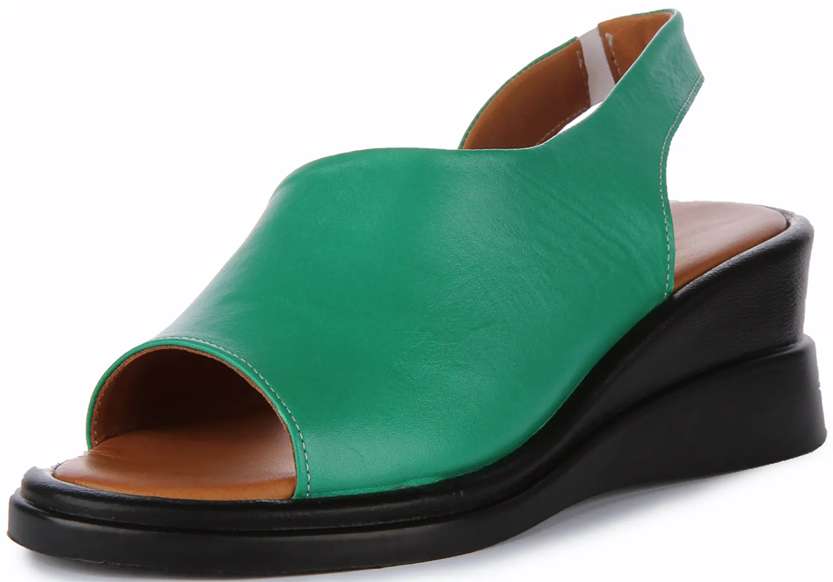 Justinreess England Nessa Wedge Sandal In Green For Women | Secret Sale