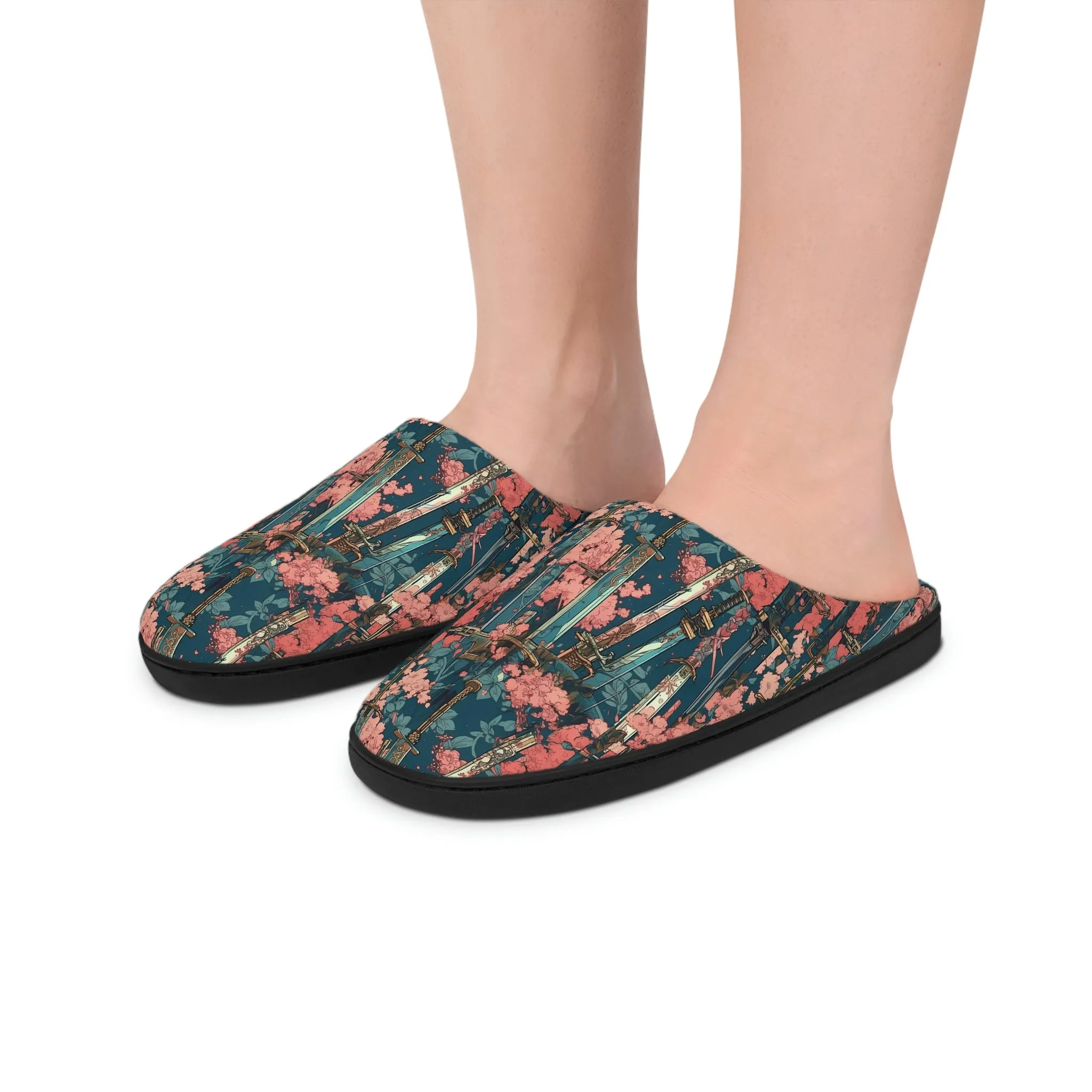 Katanas & Cherry Blossoms - Women's Indoor Slippers