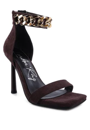 Last Sip Faux Suede High Heel Chain Strap Sandal