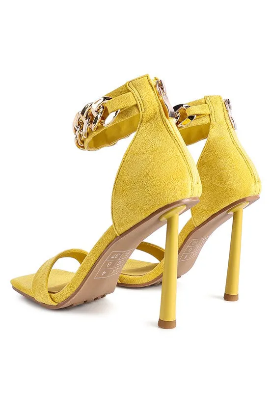 Last Sip Faux Suede High Heel Chain Strap Sandal