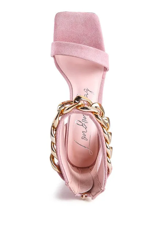 Last Sip Faux Suede High Heel Chain Strap Sandal
