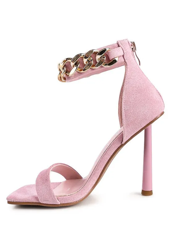 Last Sip Faux Suede High Heel Chain Strap Sandal