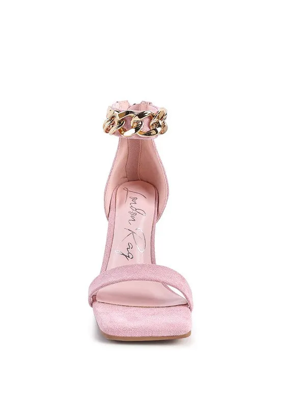 Last Sip Faux Suede High Heel Chain Strap Sandal