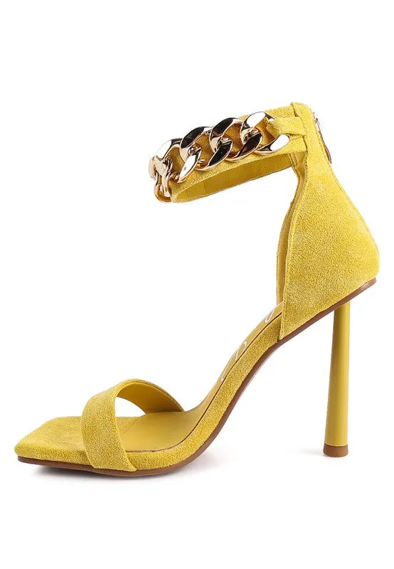 Last Sip Faux Suede High Heel Chain Strap Sandal