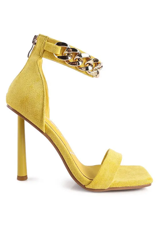 Last Sip Faux Suede High Heel Chain Strap Sandal